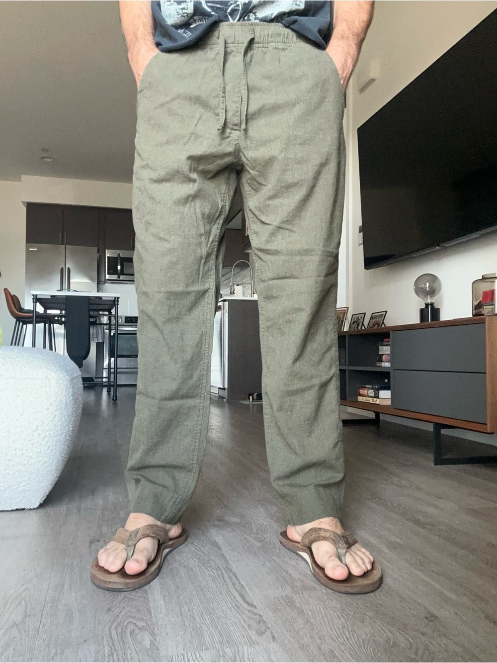 Abercrombie & Fitch Men’s Medium Loose Linen Blend Olive Pants